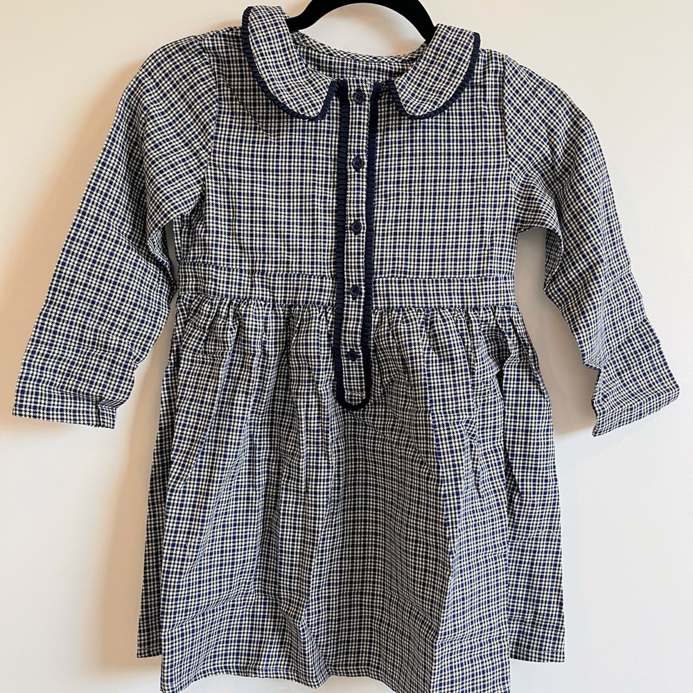 Classic Navy Checkered Kids Dress